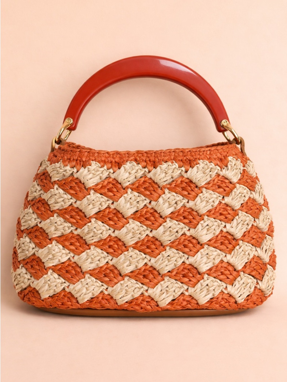 a new day Orange and Cream Woven Shoulder Bag